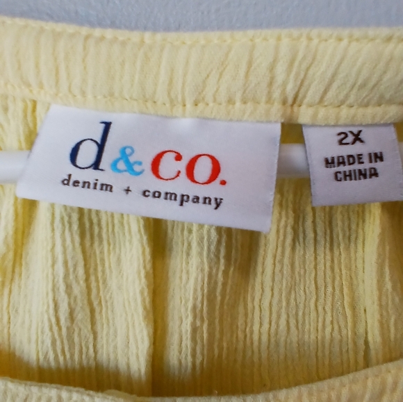 Denim & Co women's 2X butter yellow button down top casual, office wear, spring - Picture 3 of 7